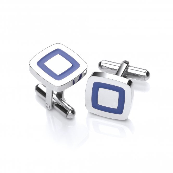 Stainless Steel Blue Line Square Cufflinks