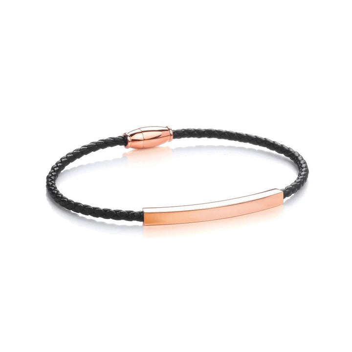 Stainless Steel Rose Gold Plated Vegan Leather Thin Bracelet
