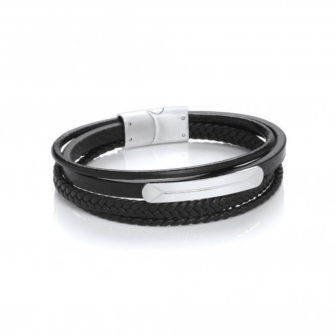 Stainless Steel Vegan Leather Multilayer Bracelet