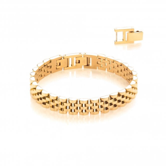 Stainless Steel Yellow Gold Signature Watch Link Bracelet