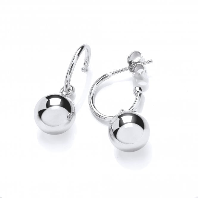 Sterling Silver Ball Half Hoop Earrings