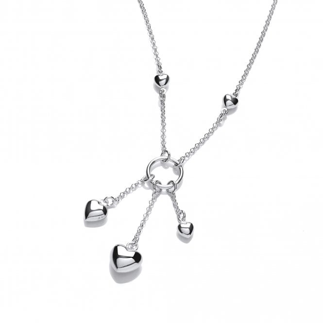 Sterling Silver Cascading Heart Necklace