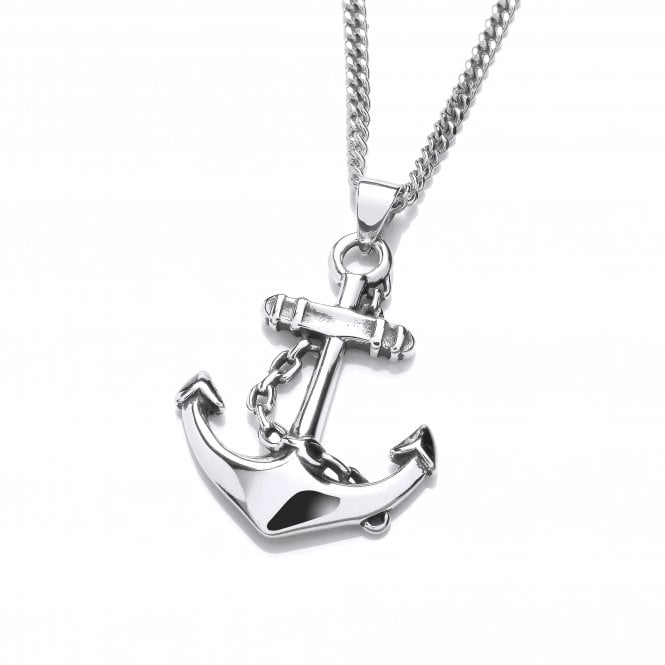 Sterling Silver Chained Anchor Pendant & Chain
