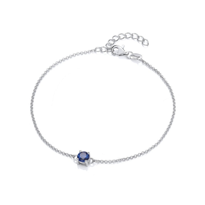 Sterling Silver Created Blue Sapphire Bracelet September Birthstone