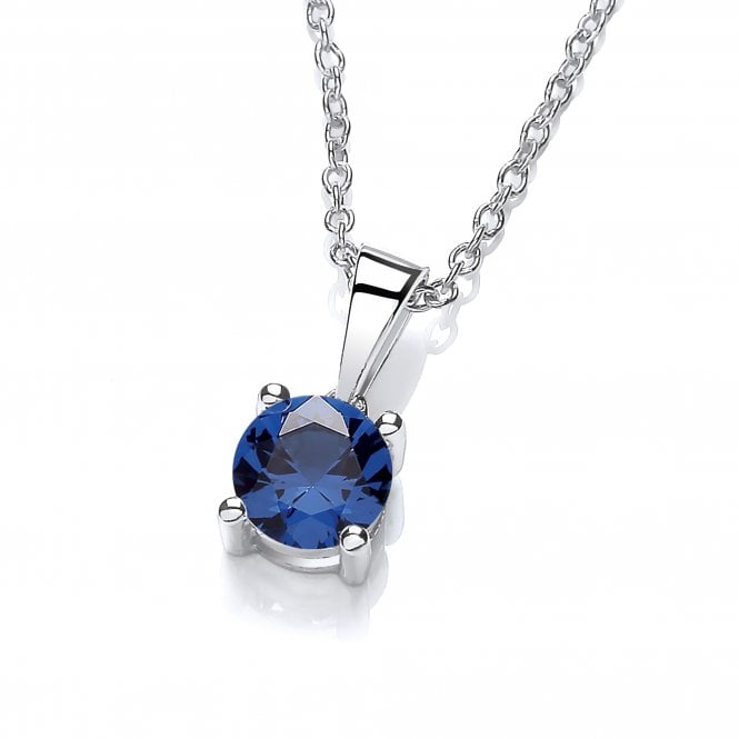 Sterling Silver Created Blue Sapphire Necklace September Birthstone