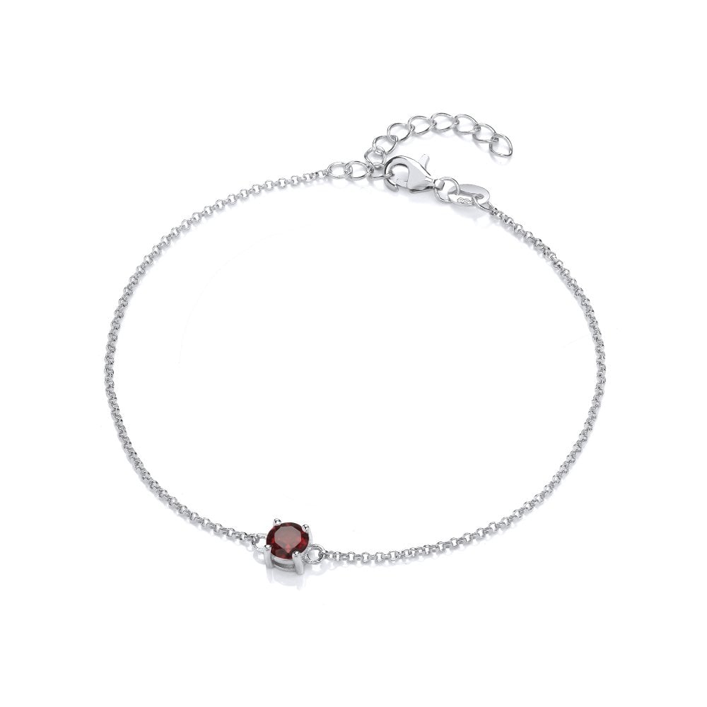 Sterling Silver Created Red Ruby Bracelet July Birthstone