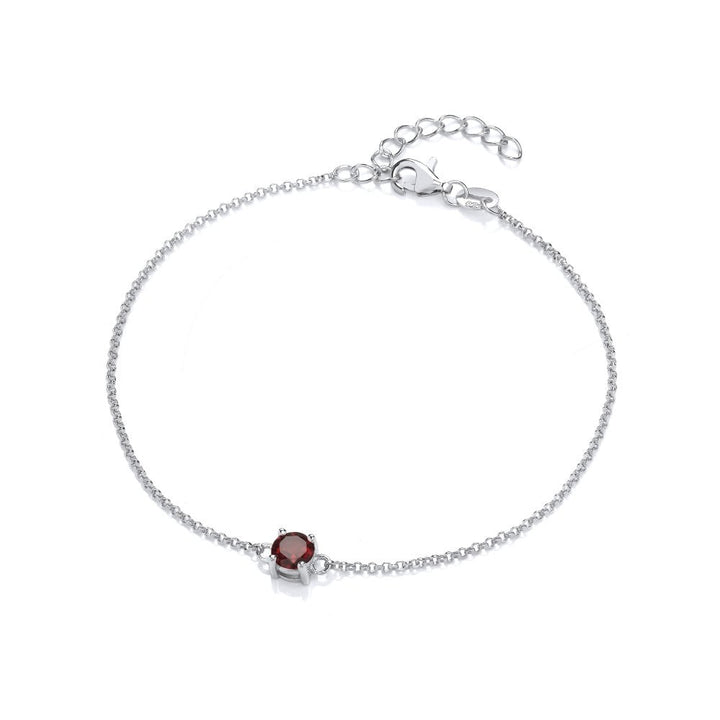 Sterling Silver Created Red Ruby Bracelet July Birthstone