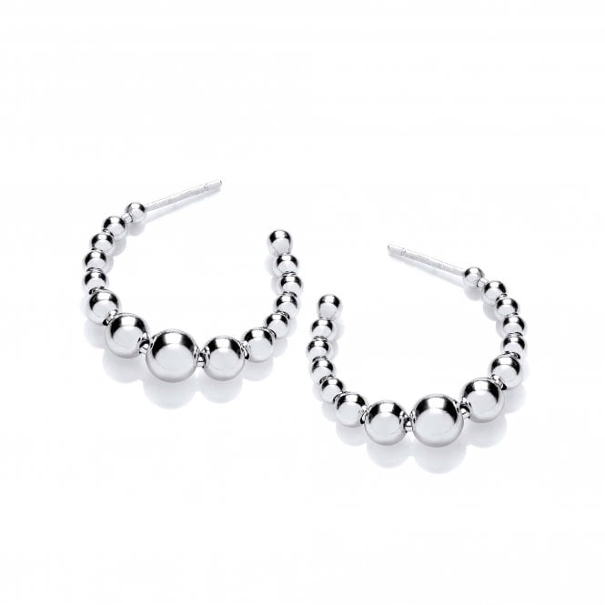 Sterling Silver Crescent Bubbly Hoop Earrings – David Deyong