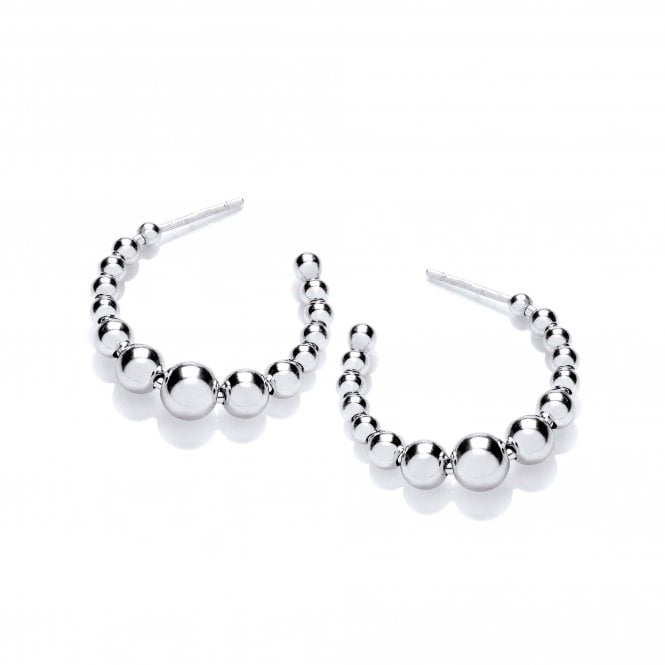 Sterling Silver Crescent Bubbly Hoop Earrings