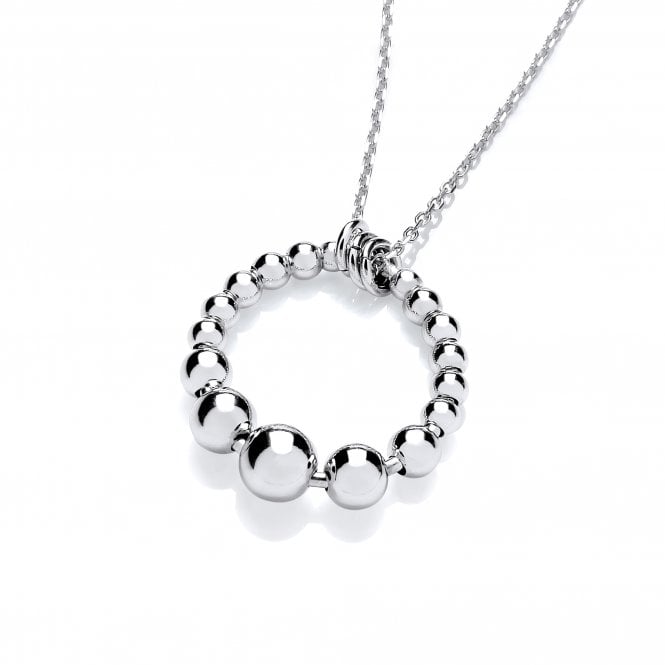 Sterling Silver Crescent Bubbly Pendant & Chain