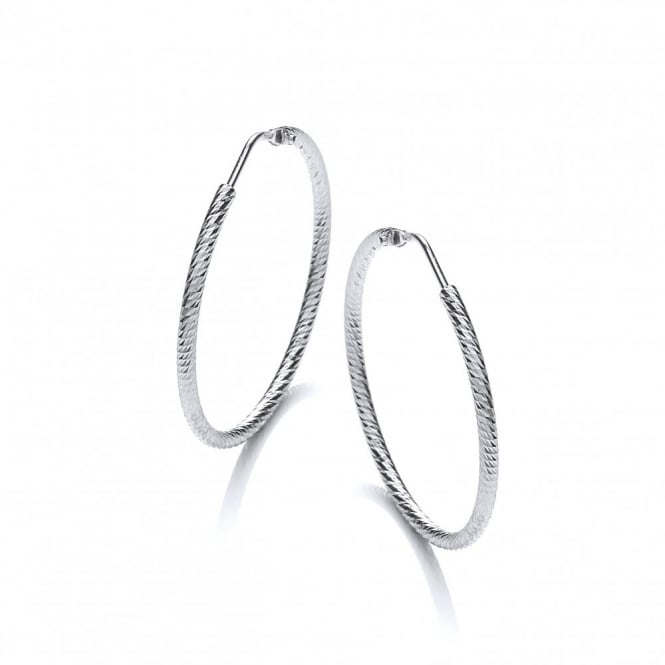 Sterling Silver Diamond Cut 25mm Hoop Earrings