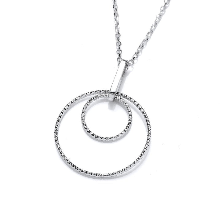 Sterling Silver Diamond Cut Double Circle Necklace