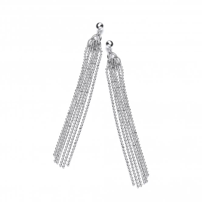Sterling Silver Diamond Cut Multi-Strand Drop Earrings
