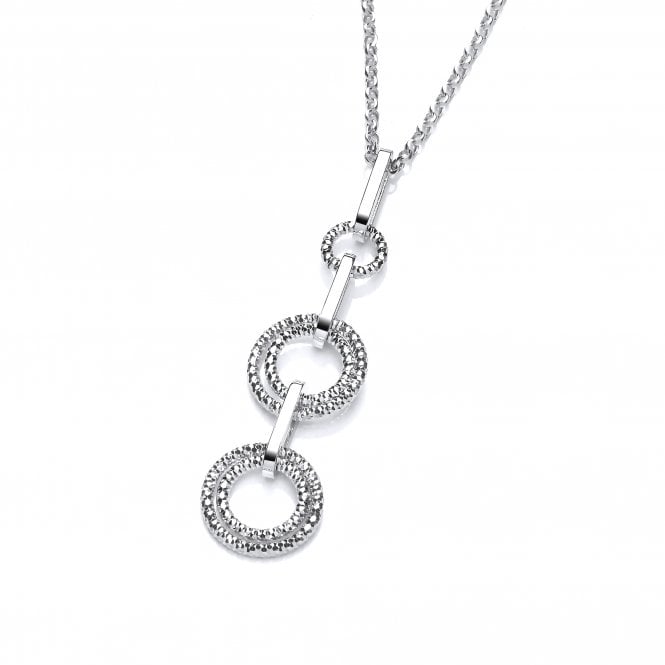 Sterling Silver Diamond Cut Triple Drop Circle Necklace