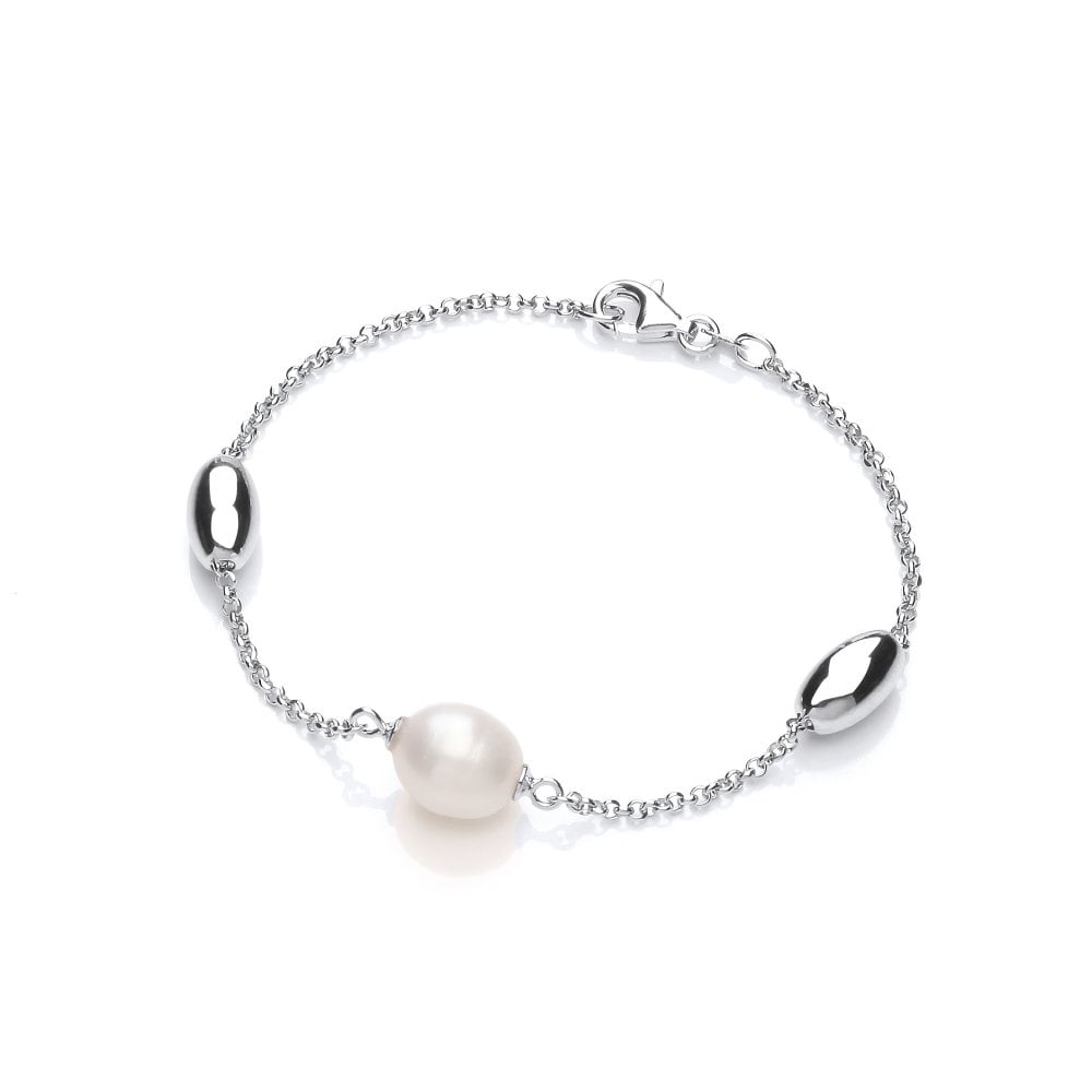 Sterling Silver Freshwater Pearl Rice Beads Bracelet