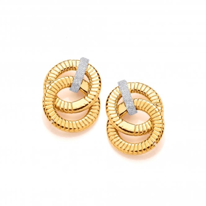 Sterling Silver Gold Plater Interlocking Circle Earrings