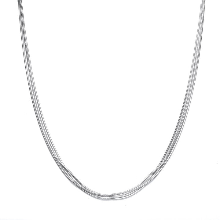 Sterling Silver Multi-Strand Round Snake Chain Necklace