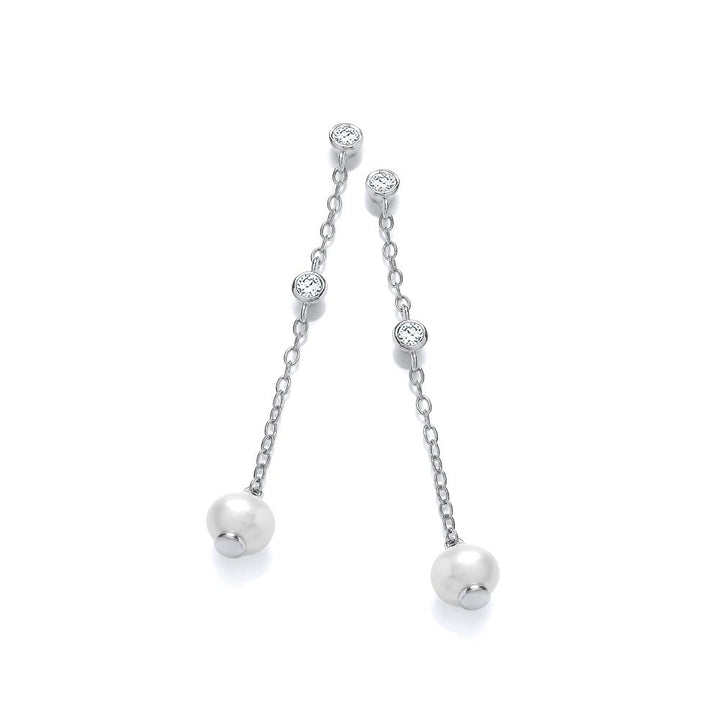 Sterling Silver & Pearl Elegant Fine Drop Earrings