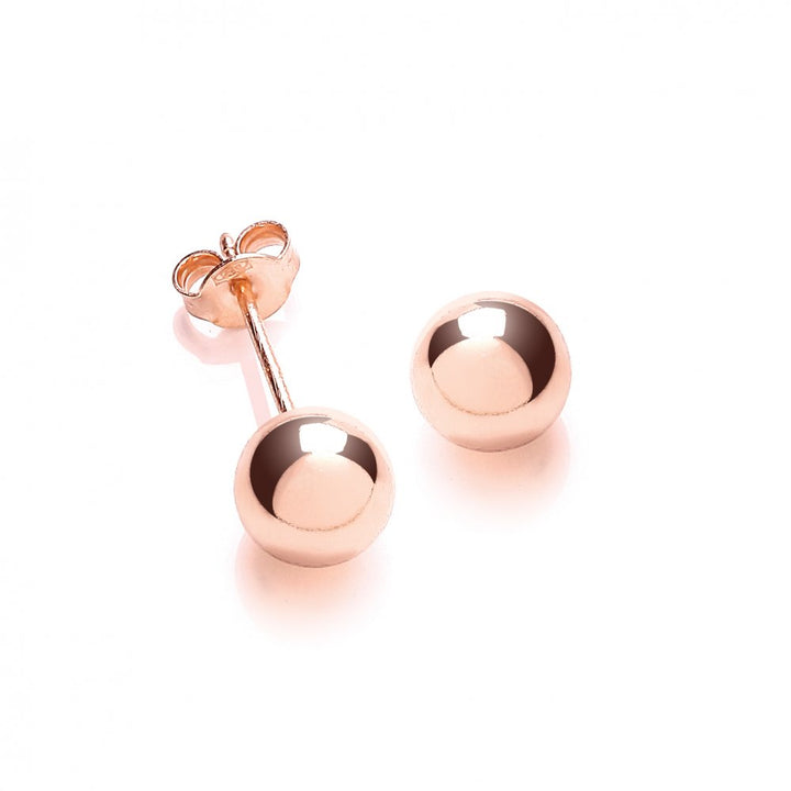 Sterling Silver & Rose Gold Plated Simple 8mm Ball Stud Earrings