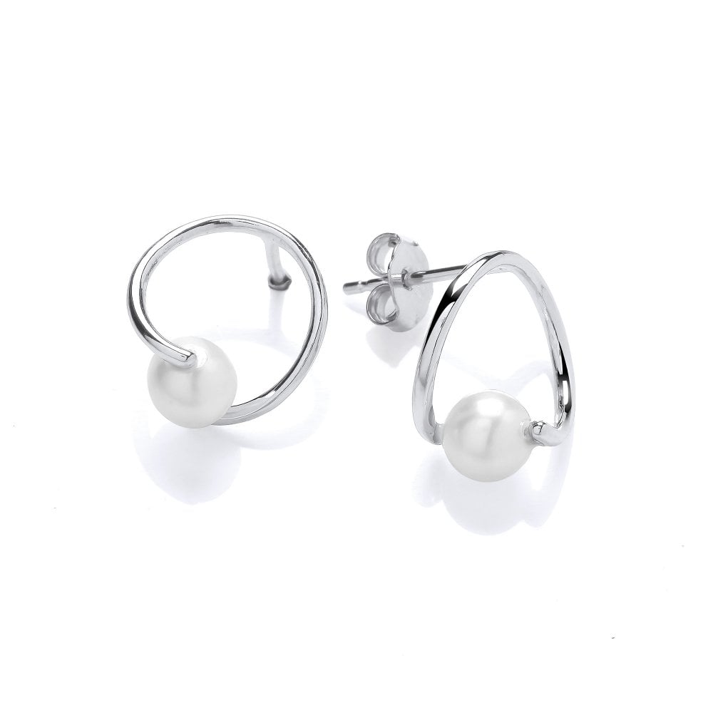 Sterling Silver Round Shaped Pearl Earrings
