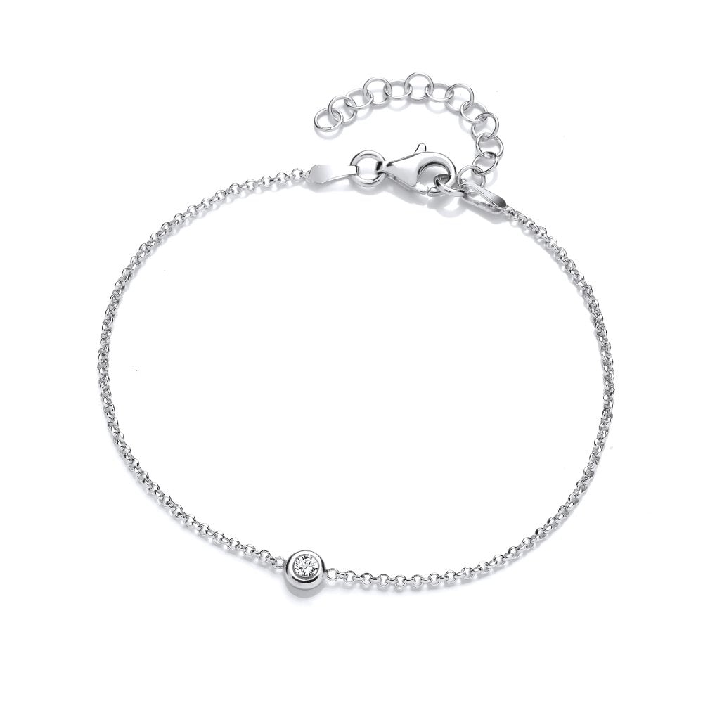 Sterling Silver Solitaire Fine Chain Bracelet