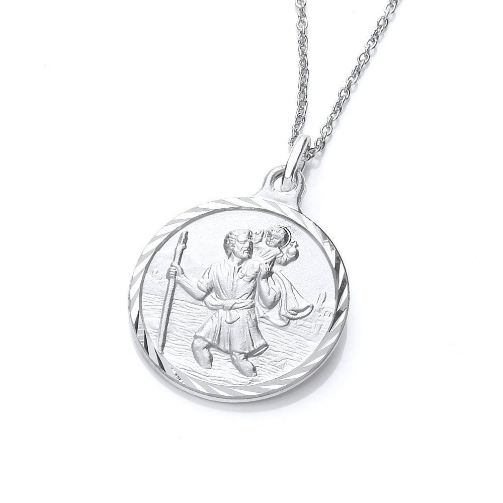 Sterling Silver St Christopher Medal Necklace