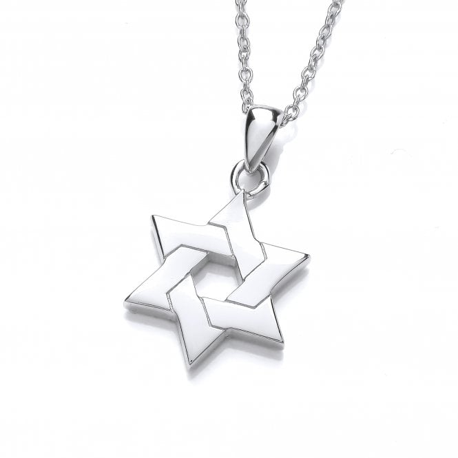 Sterling Silver Star of David Cutout Pendant & Chain