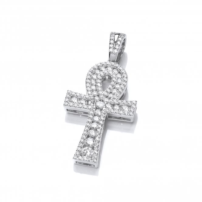 Sterling Silver Studded Ankh Cross Pendant