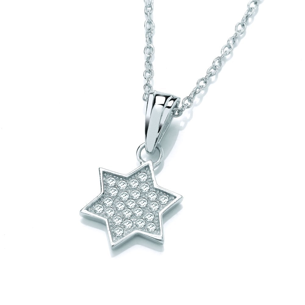 Sterling Silver Studded Star of David Necklace