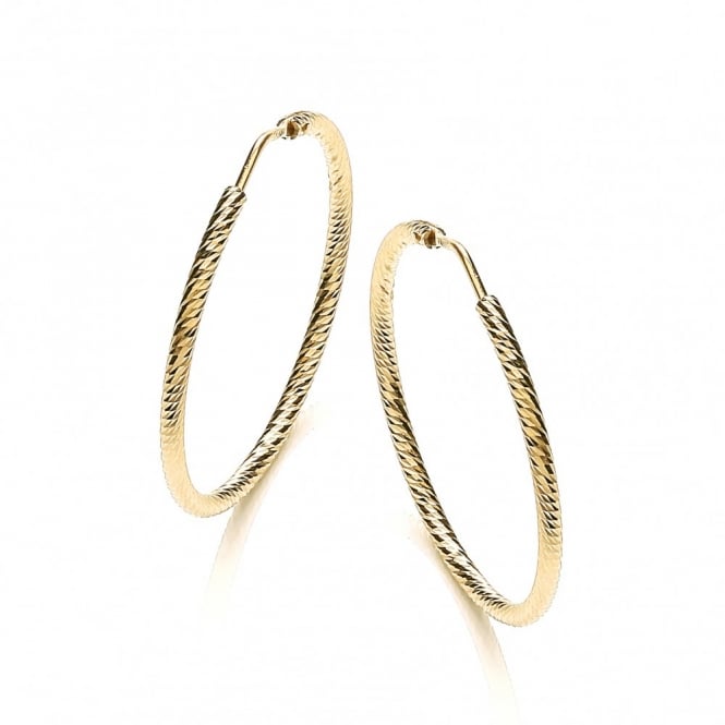 Sterling Silver & Yellow Gold Plated Diamond Cut 35mm Hoop Earrings