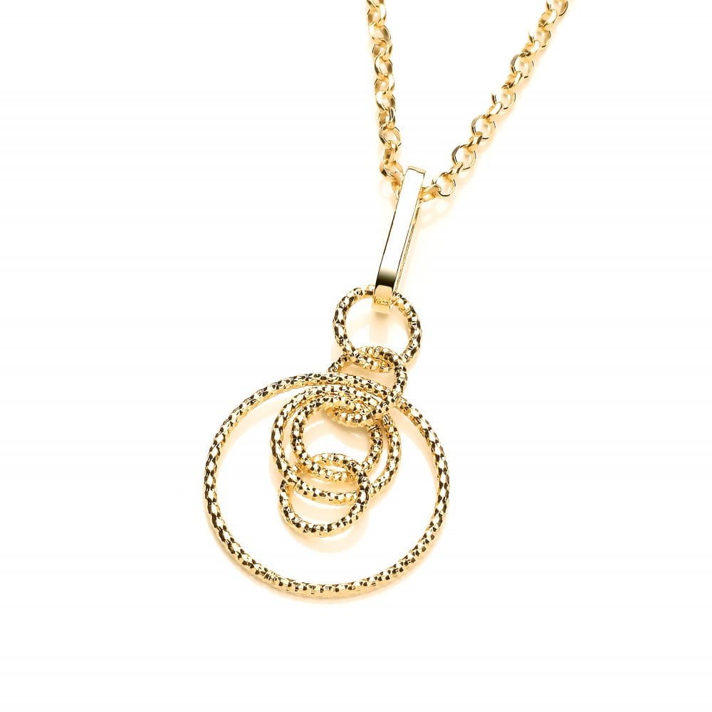 Sterling Silver & Yellow Gold Plated Diamond Cut Interlocking Circles Necklace