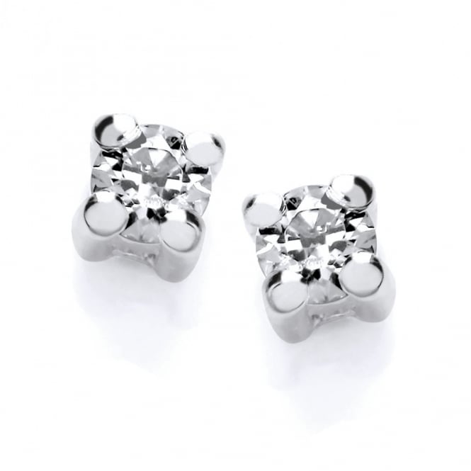 Sterling Silver 2mm Solitaire Claw Set Studs Created with Swarovski Zirconia