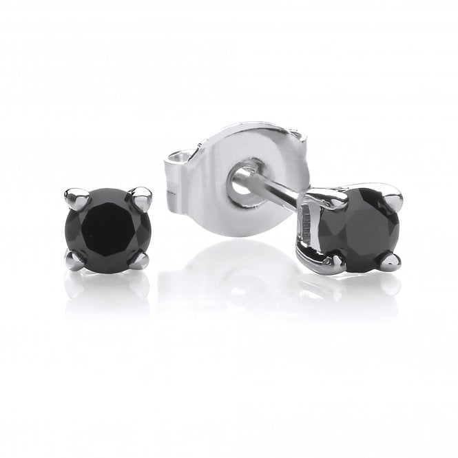 Sterling Silver 3mm Claw Set Black Solitaire Studs Created with Swarovski Zirconia