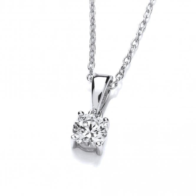 Sterling Silver 5mm Claw Set Solitaire Pendant & Chain Created with Swarovski Zirconia