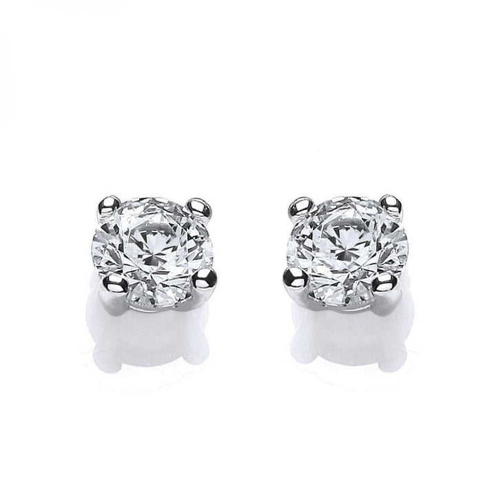 Sterling Silver 6.5mm Solitaire Claw Set Studs Created with Swarovski Zirconia