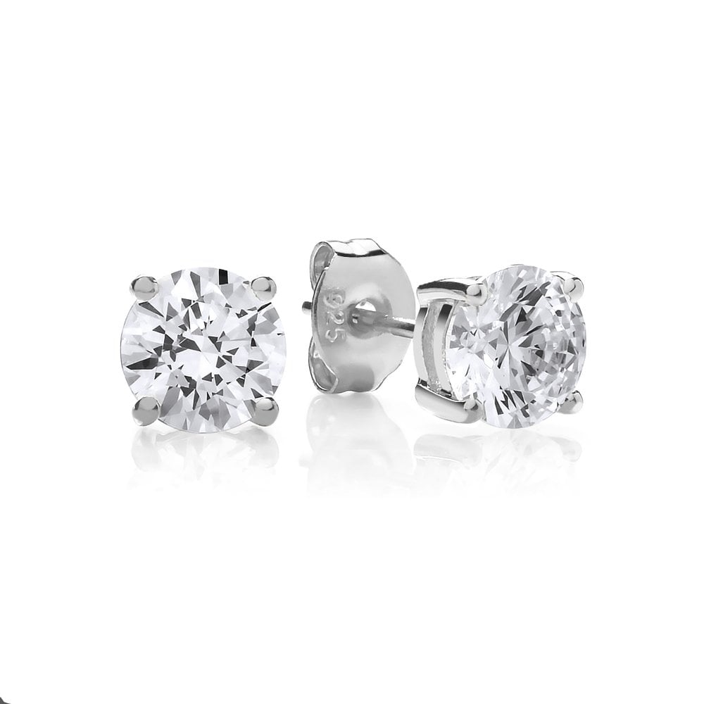 Sterling Silver 6mm Solitaire Claw Set Studs Created with Swarovski Zirconia