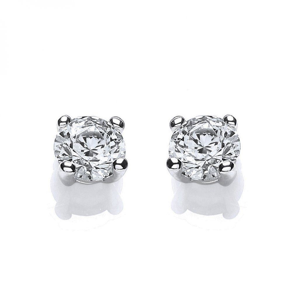 Sterling Silver 7mm Solitaire Claw Set Studs Created with Swarovski Zirconia