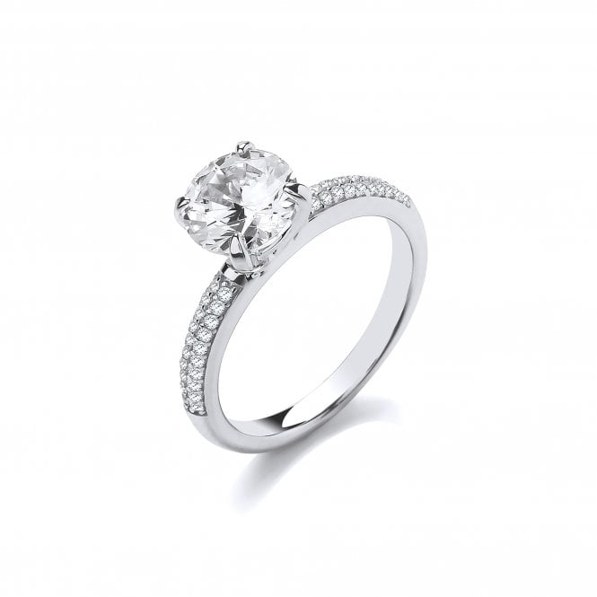 Sterling Silver 8mm Solitaire Claw Set Ring Created with Swarovski Zirconia