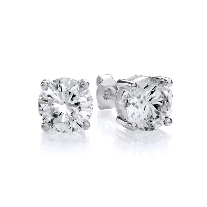 Sterling Silver 9mm Solitaire Claw Set Studs Created with Swarovski Zirconia
