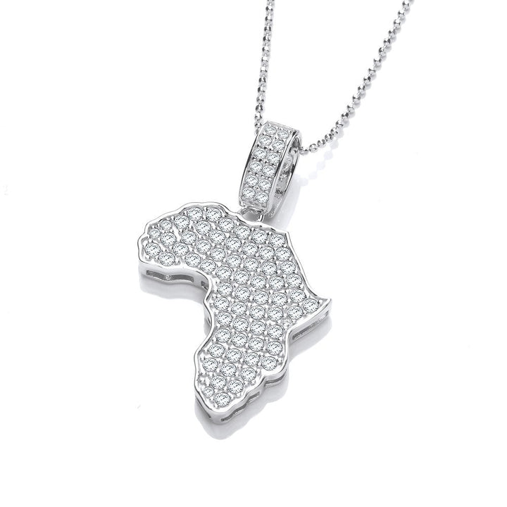 Sterling Silver Africa Pendant & Chain Created with Swarovski Zirconia