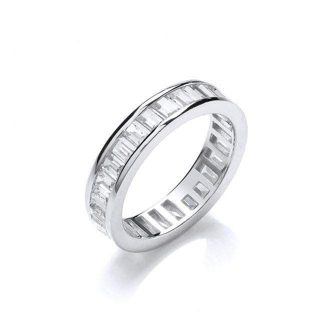 Sterling Silver Baguette Full Eternity Ring Created with Swarovski Zirconia