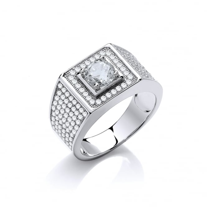 Sterling Silver Chunky Pave Set Ring Created With Swarovski Zirconia