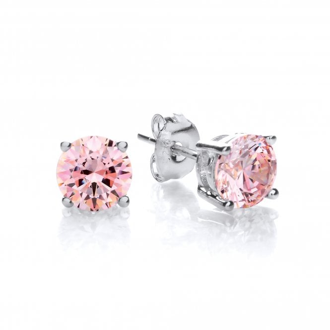 Sterling Silver Claw Set "Fancy Morganite" Solitaire Studs Created with Swarovski Zirconia