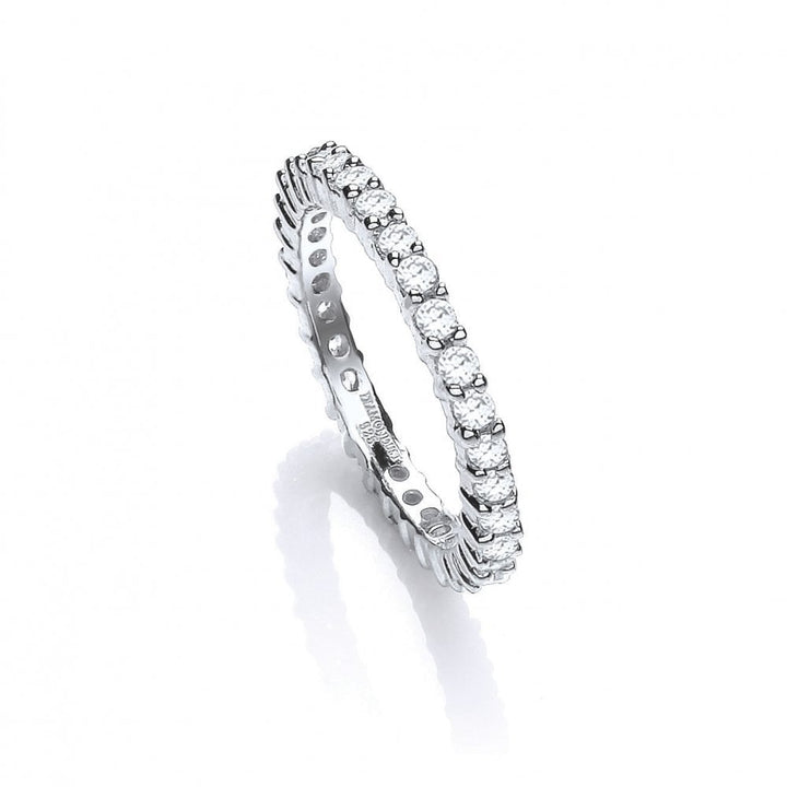Sterling Silver Claw Set Full Eternity Ring Created with Swarovski Zirconia
