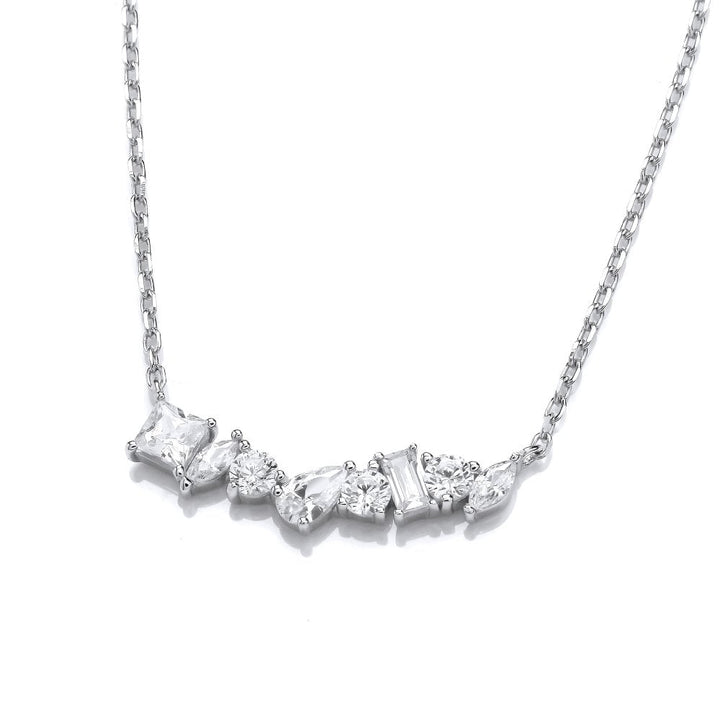 Sterling Silver Cubic Zirconia Cluster Necklace