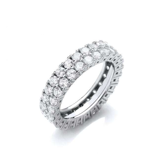Sterling Silver Double Row Full Eternity Ring