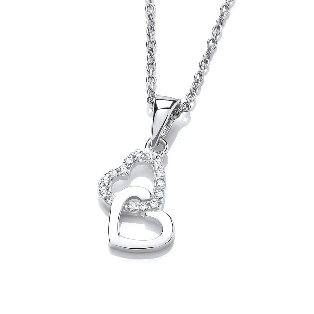 Sterling Silver Entwined Hearts Pendant & Chain Created with Swarovski Zirconia