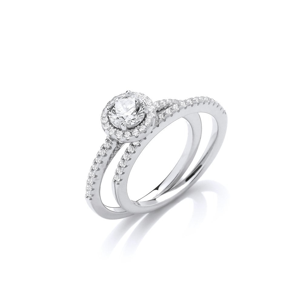 Sterling Silver Eternity & Solitaire Ring Set