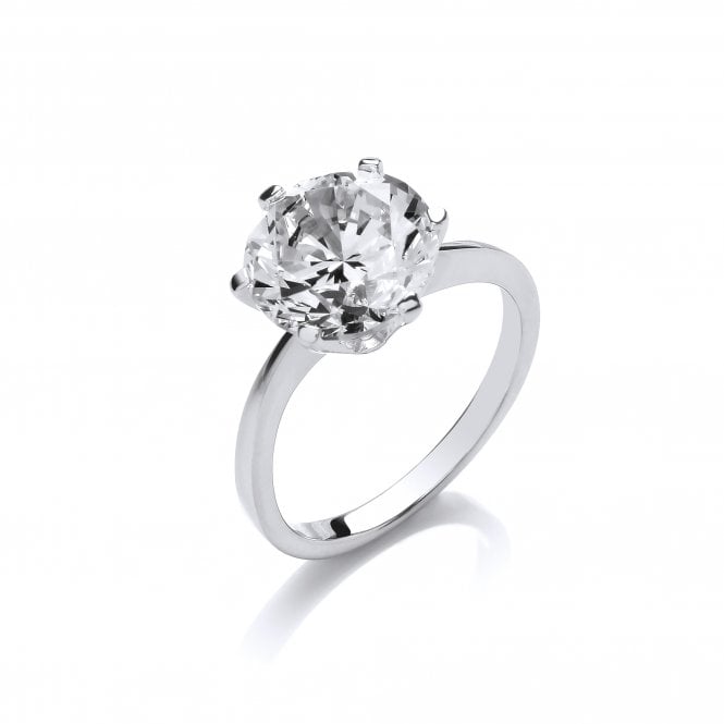 Sterling Silver Eye-Catching Claw Set Solitaire Ring Created with Swarovski Zirconia
