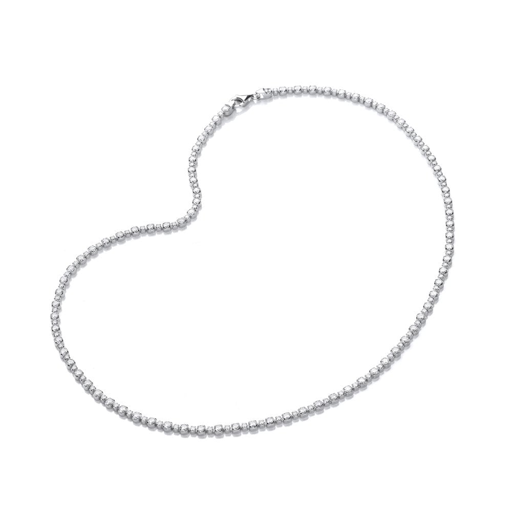 Sterling Silver Fine Tennis Necklace Created with Swarovski Zirconia